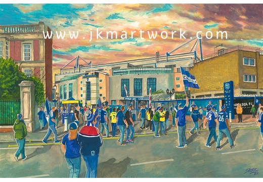 Stamford Bridge Stadium 'Going to the Match' Fine Art Print - Chelsea FC Stamford Bridge Stadium 'Going to the Match' Fine Art Print - Chelsea FC